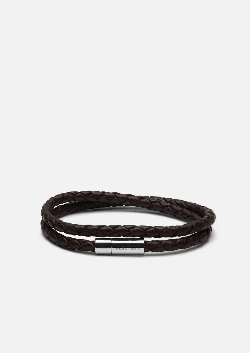 Leather Bracelet Thin - Titan Black/Black